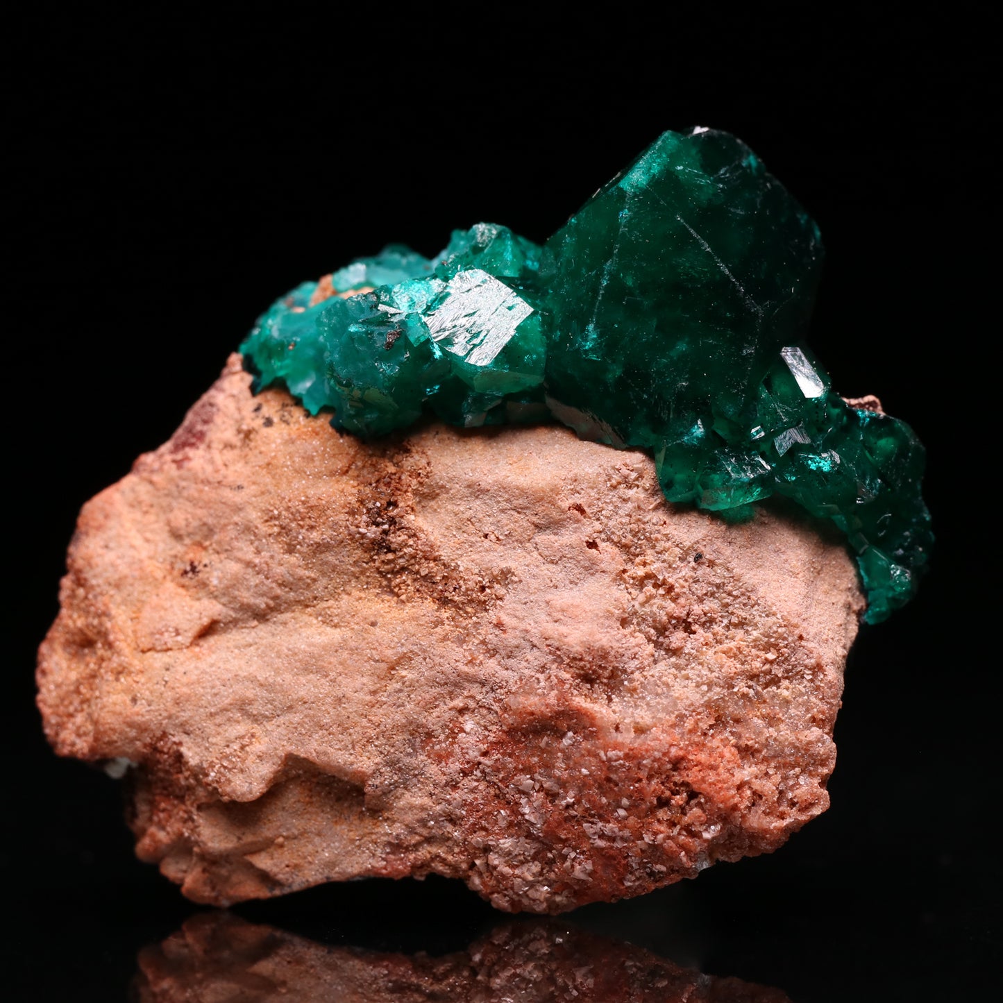 Malachite on Dioptase on Matrix