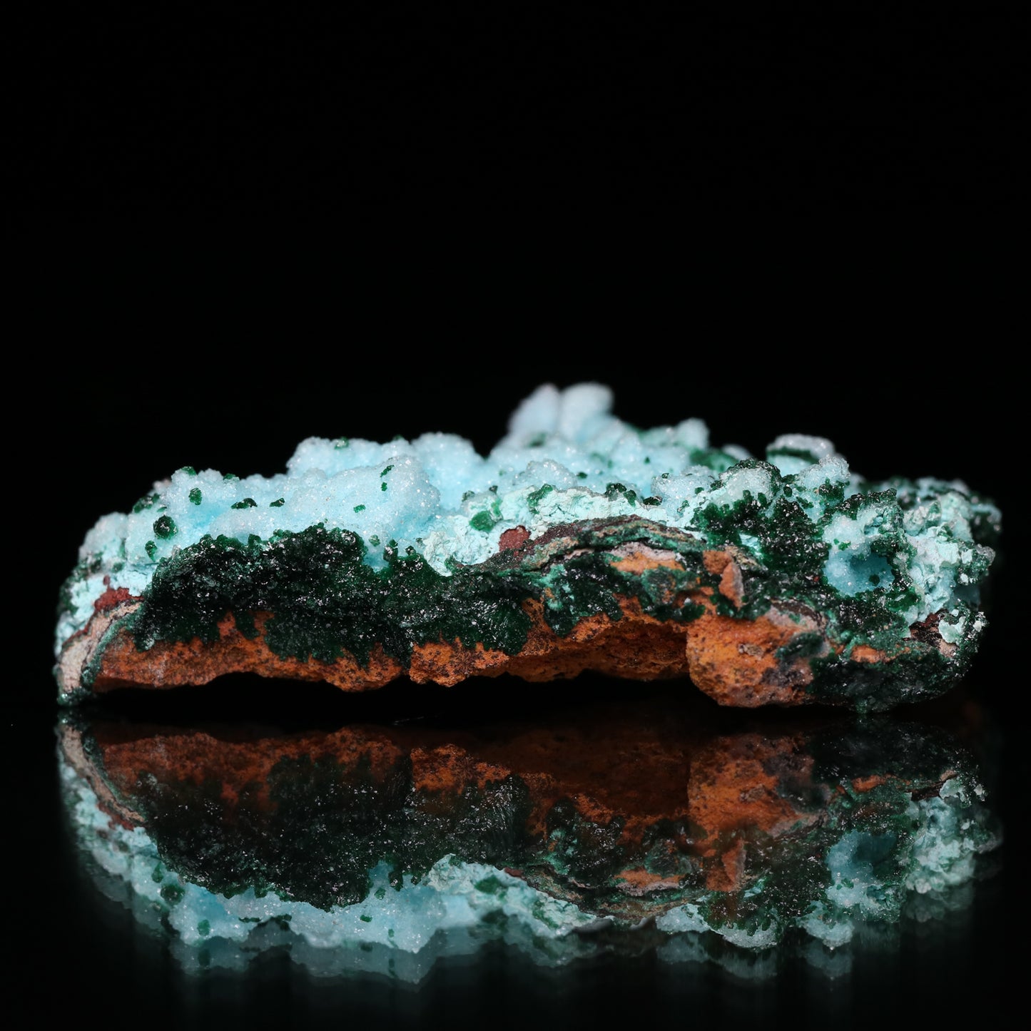 Quartz on Malachite & Chrysocolla psm Azurite Cluster