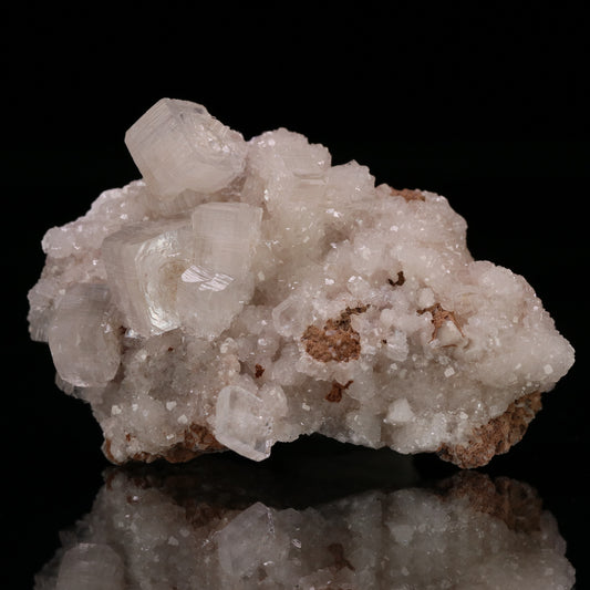 Hydroxyapophyllite, Calcite on Matrix