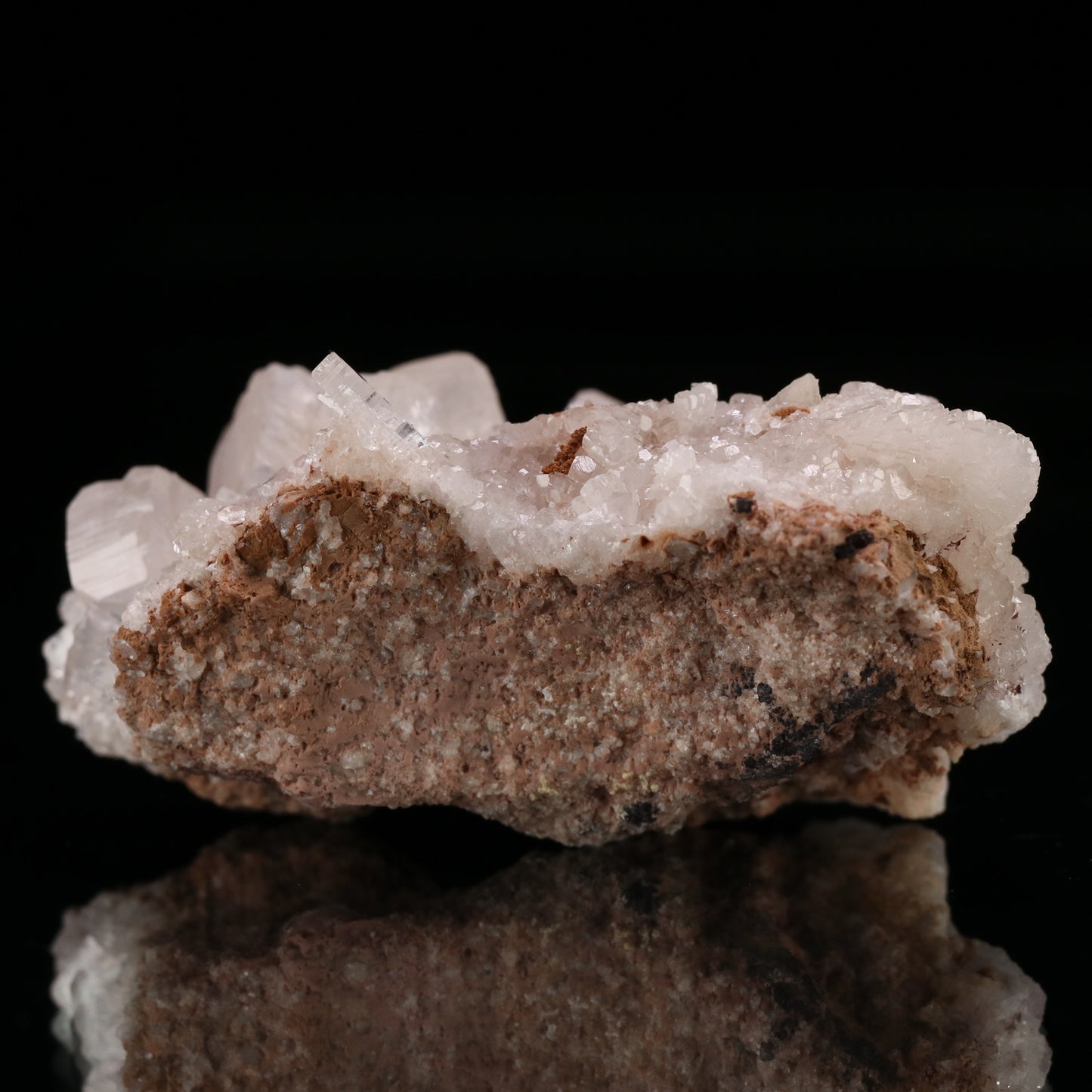 Hydroxyapophyllite, Calcite on Matrix
