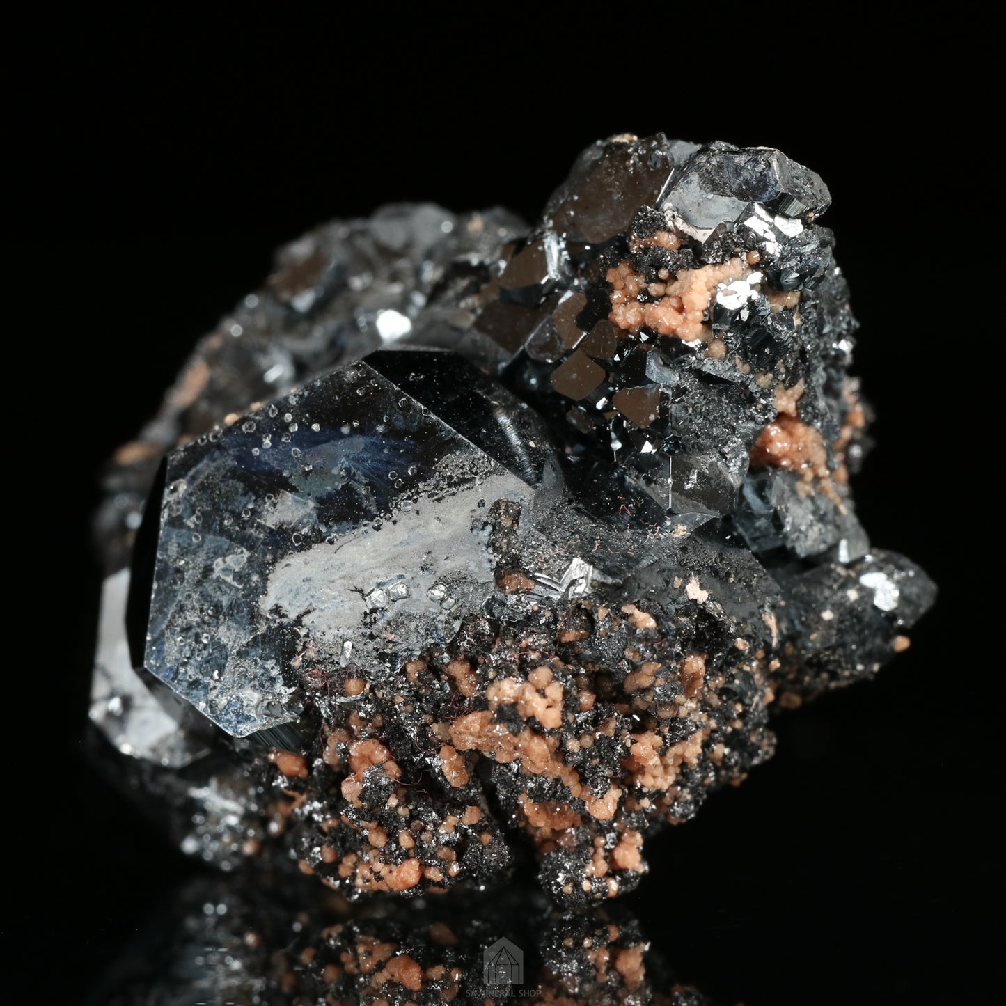 Hausmannite, Andradite Garnet on Hematite
