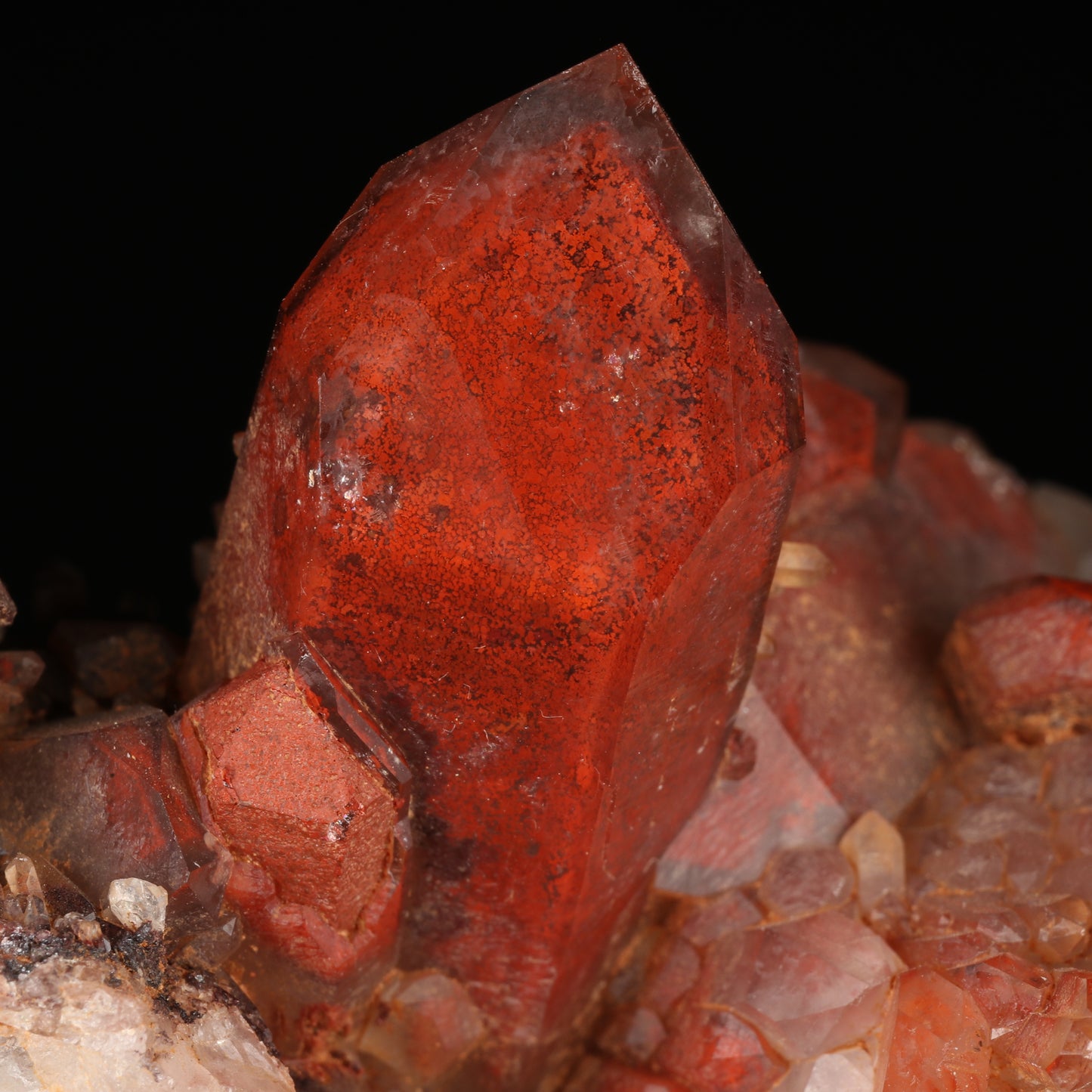 Red Hematite In Quartz Cluster