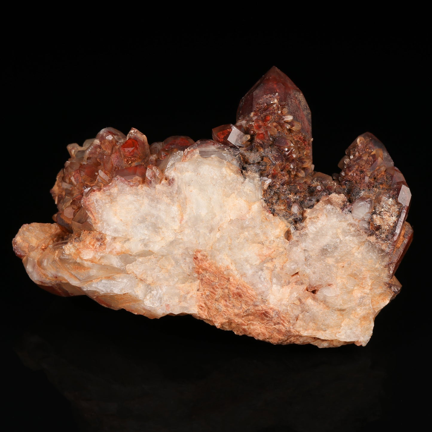 Red Hematite In Quartz Cluster
