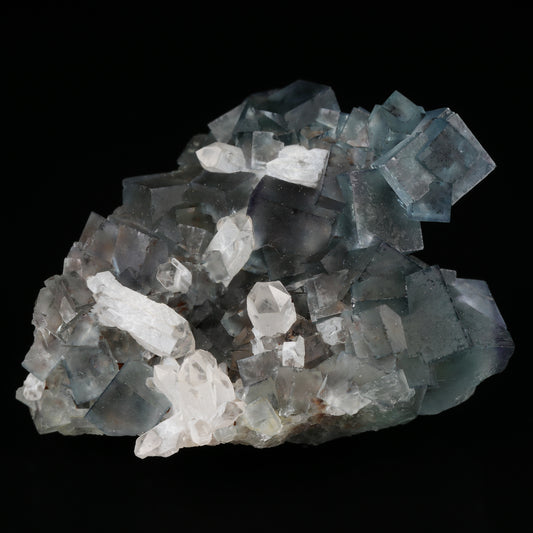 Quartz on Fluorite