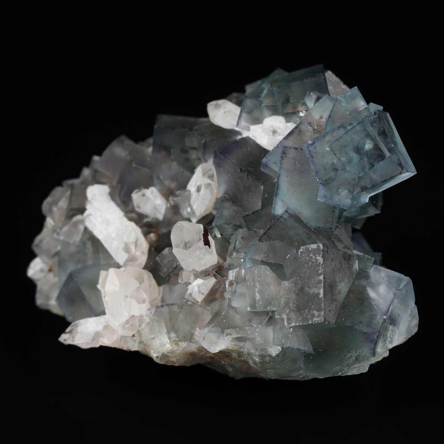 Quartz on Fluorite