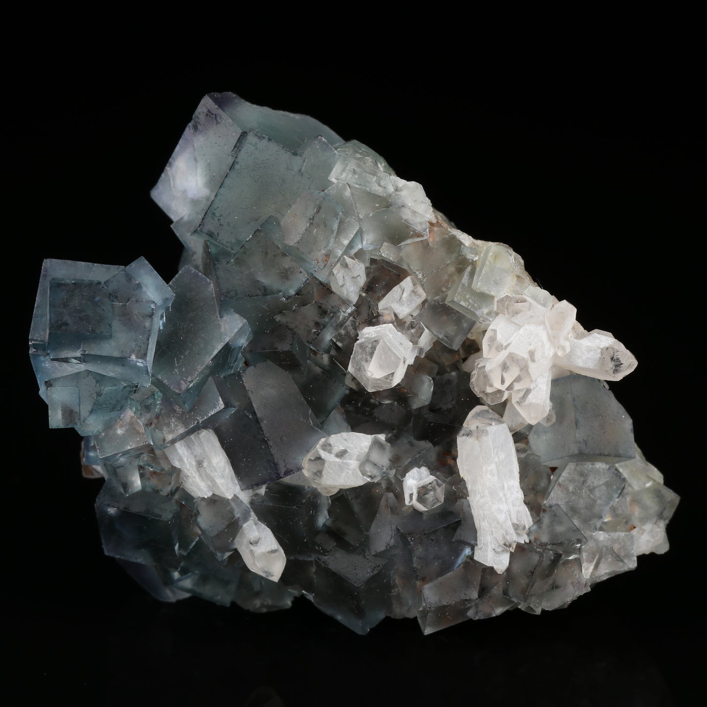 Quartz on Fluorite