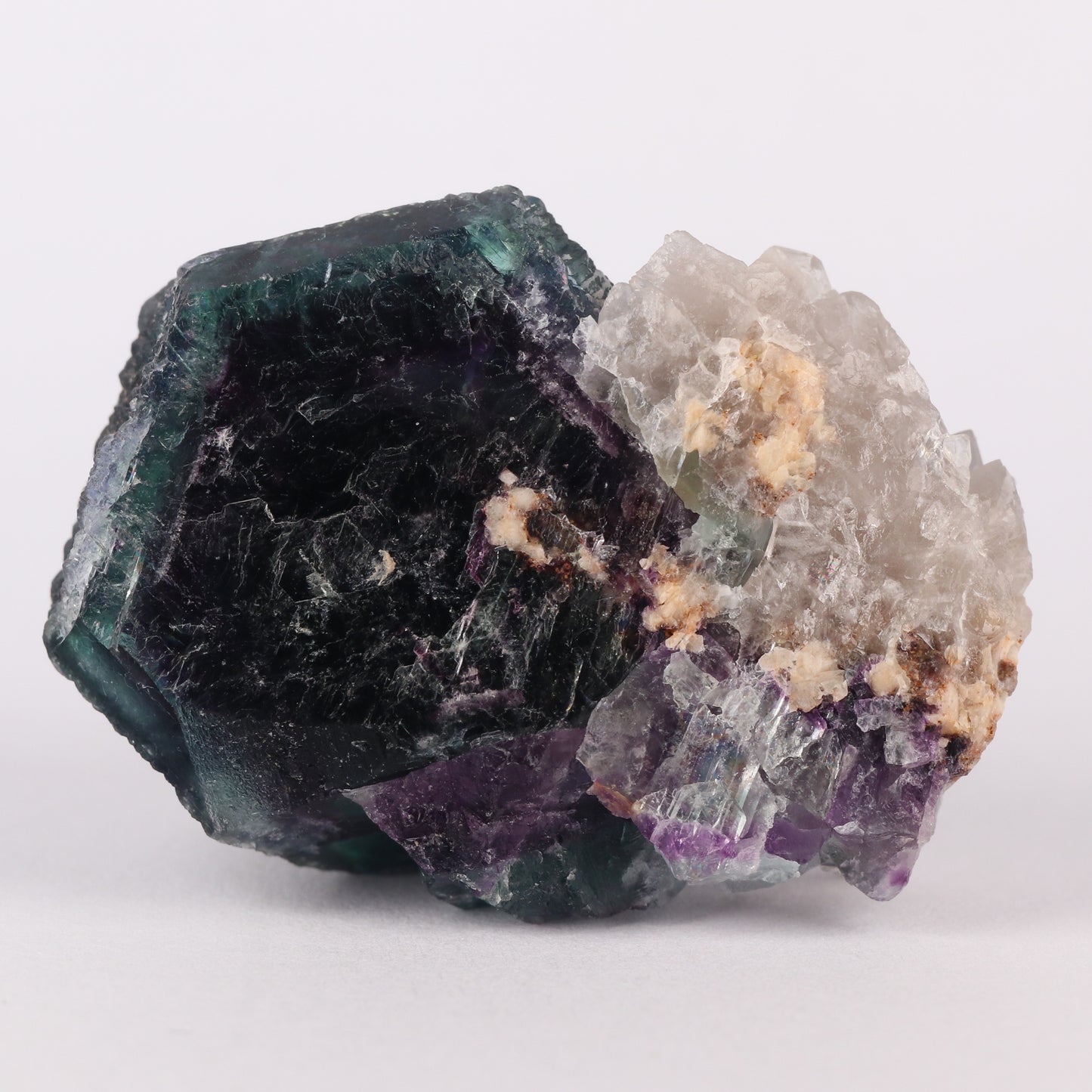 Quartz on Fluorite