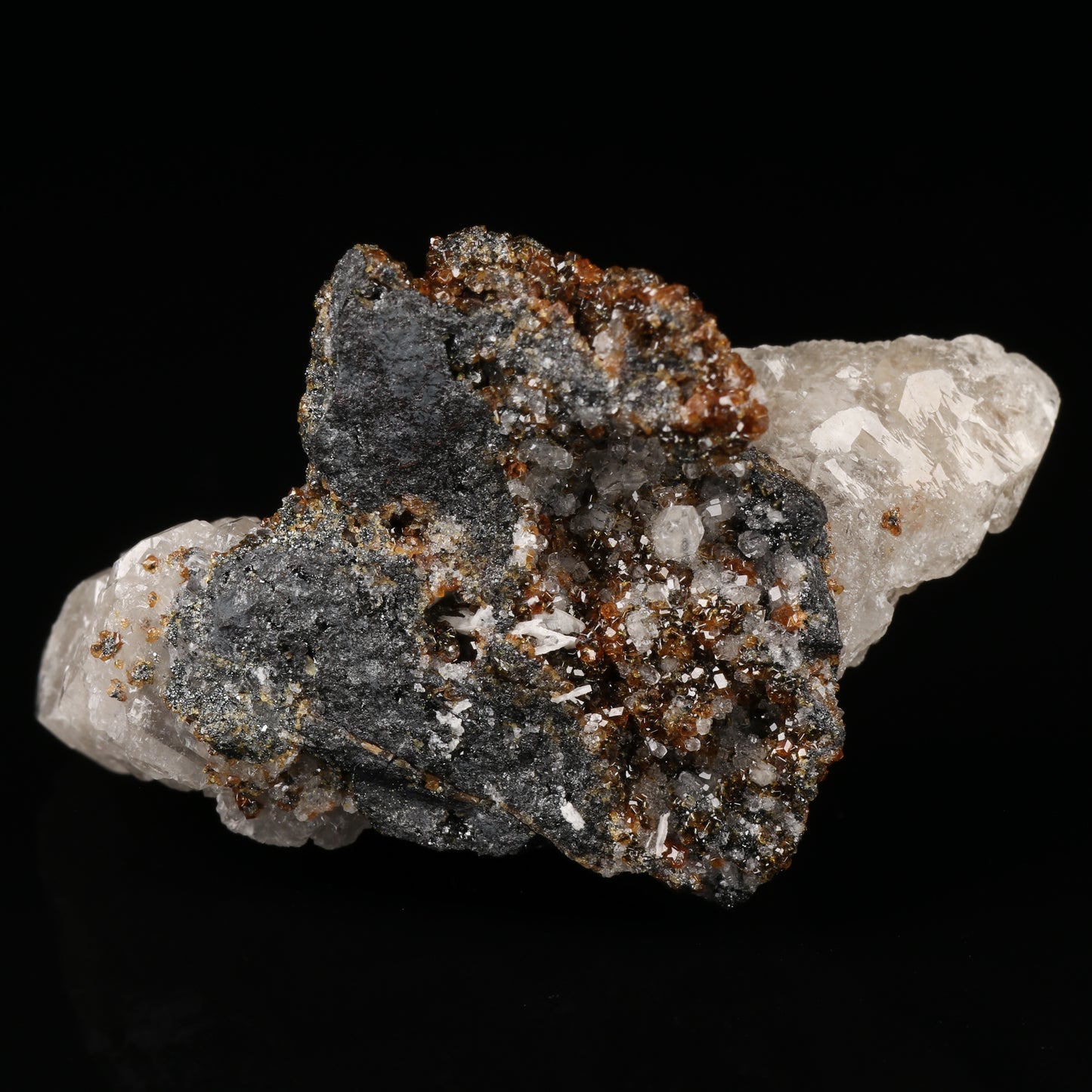 Calcite on Andradite on Matrix