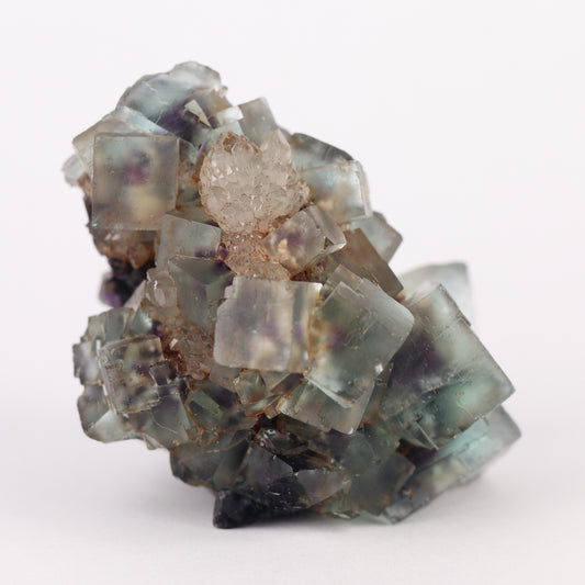 Quartz on Fluorite