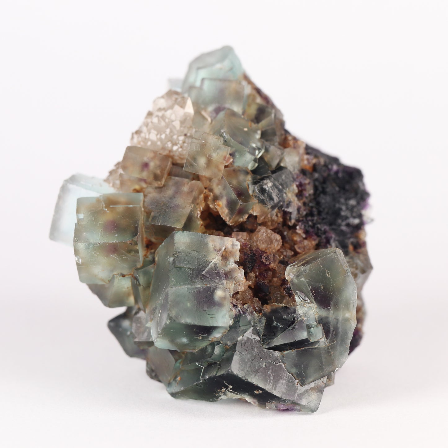 Quartz on Fluorite