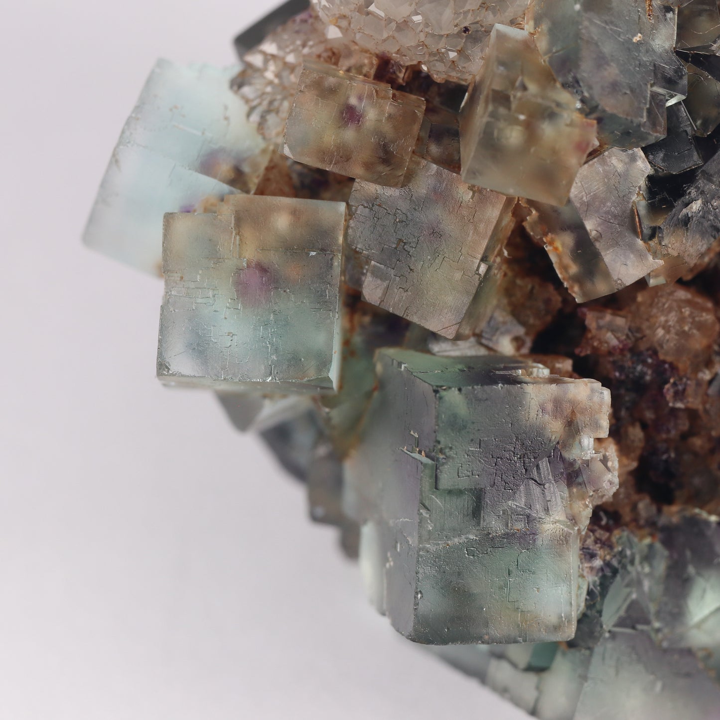 Quartz on Fluorite