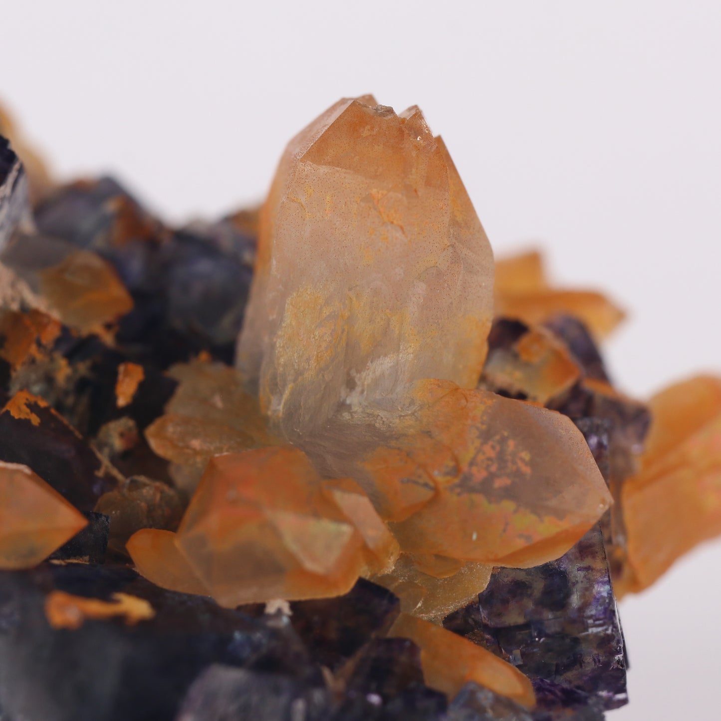 Quartz on Fluorite