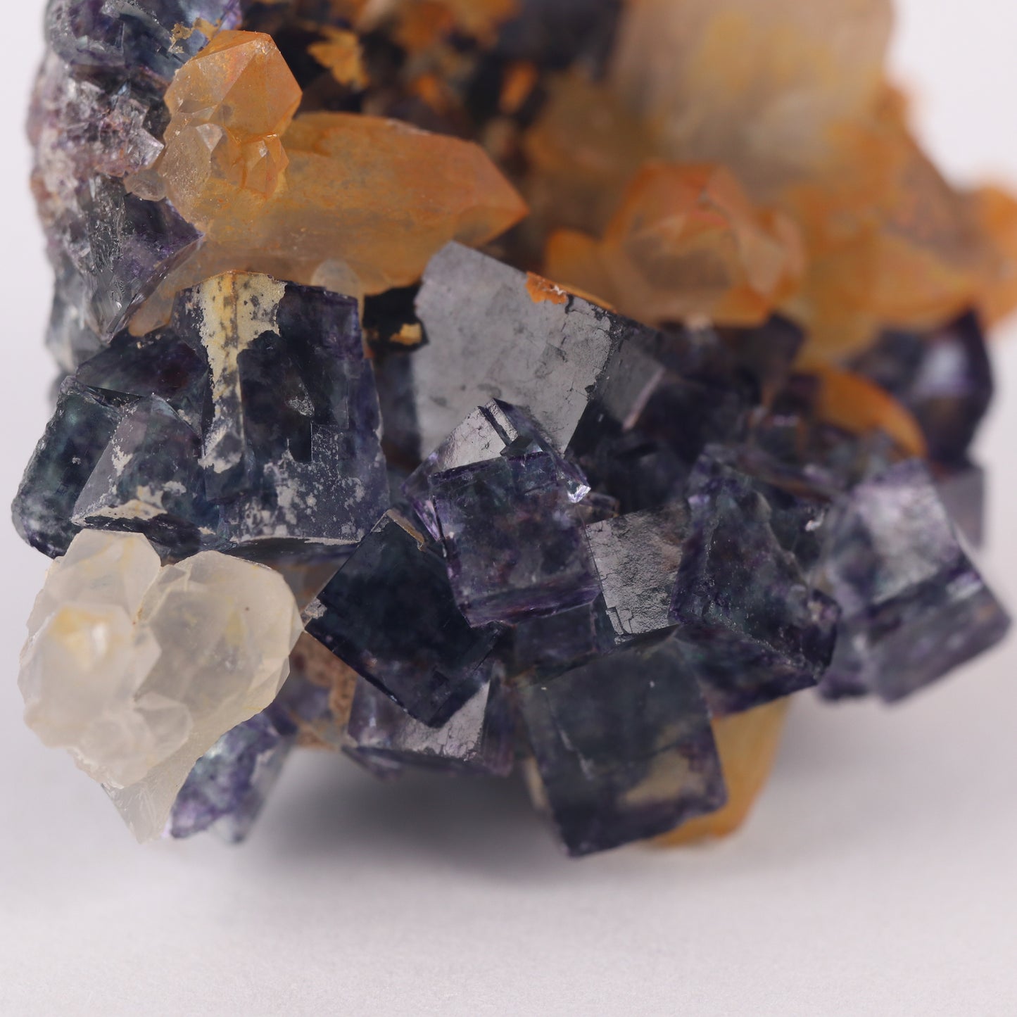 Quartz on Fluorite