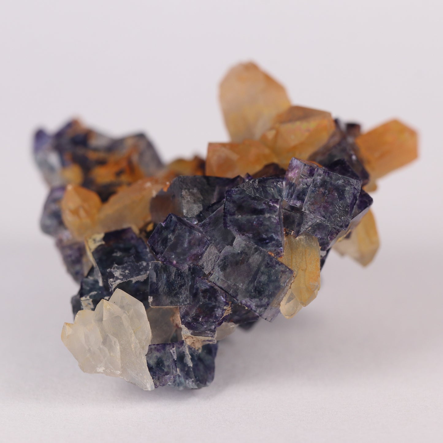 Quartz on Fluorite