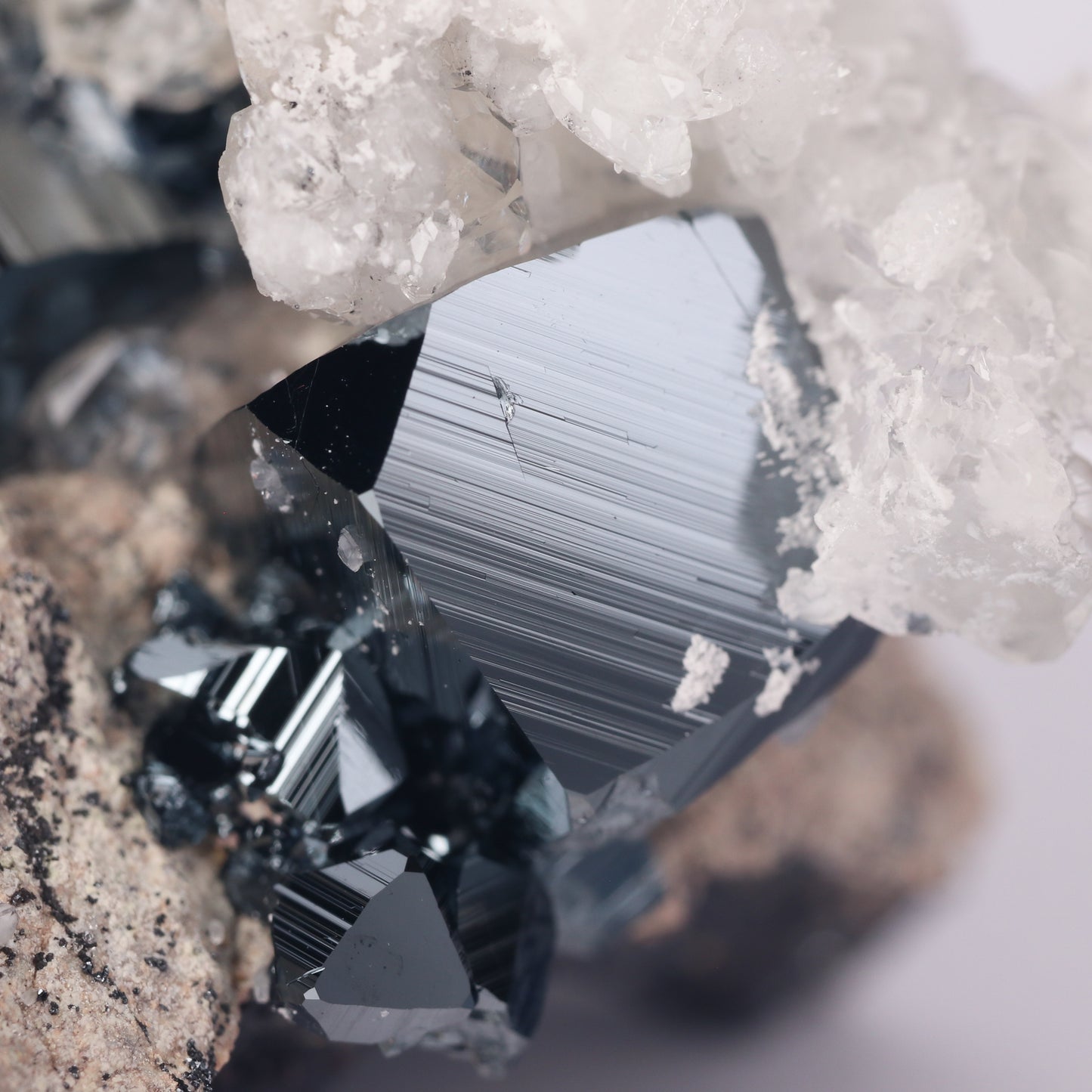 Calcite, Hematite on Matrix