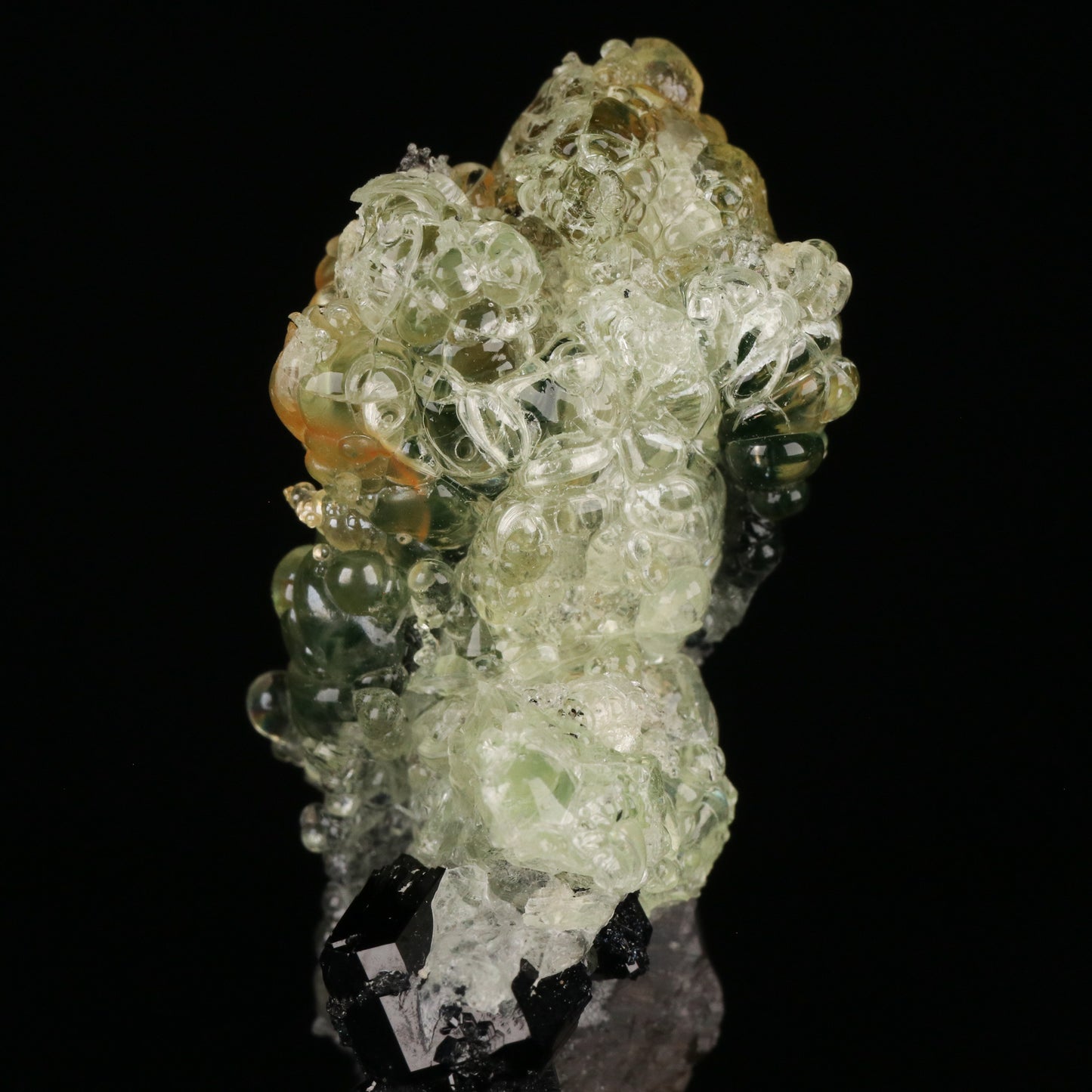 Opal-An on Smoky Quartz with Schorl