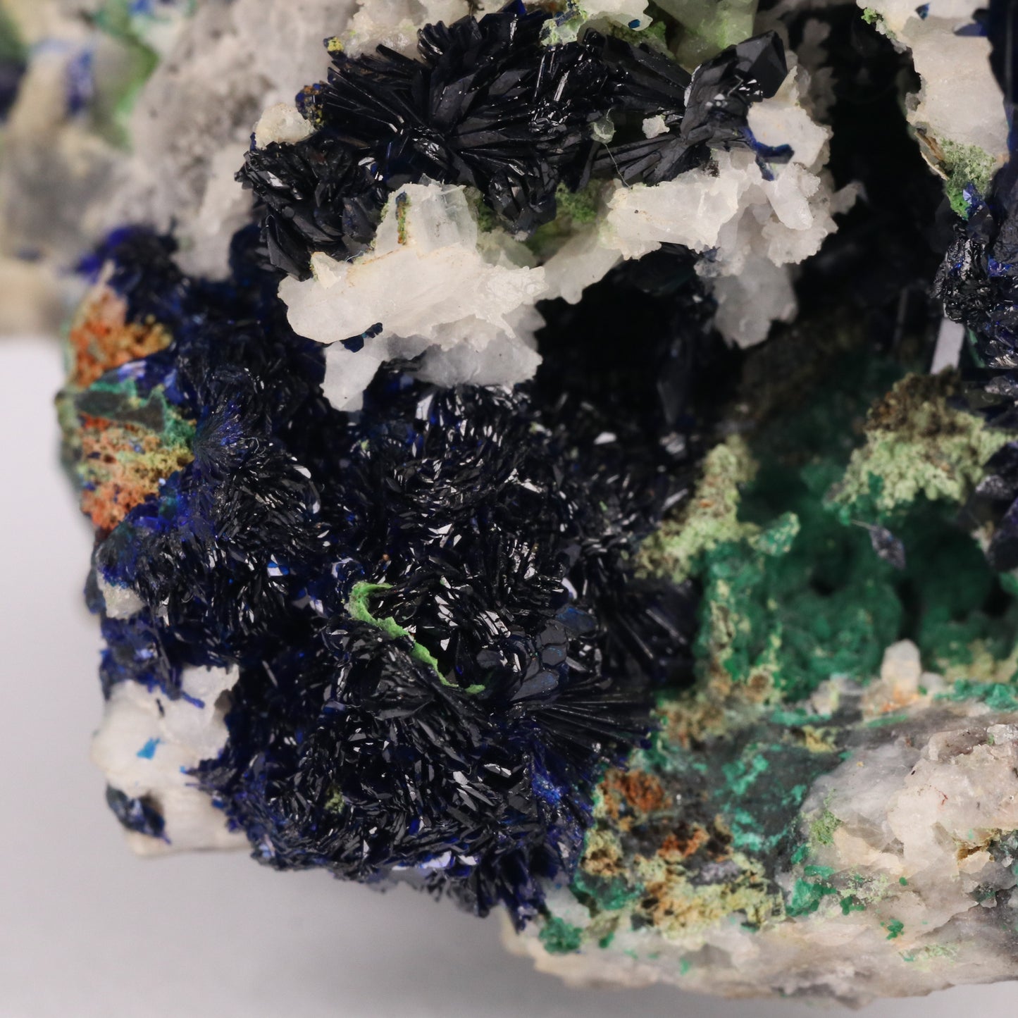 Azurite on Malachite & Duftite on Quartz
