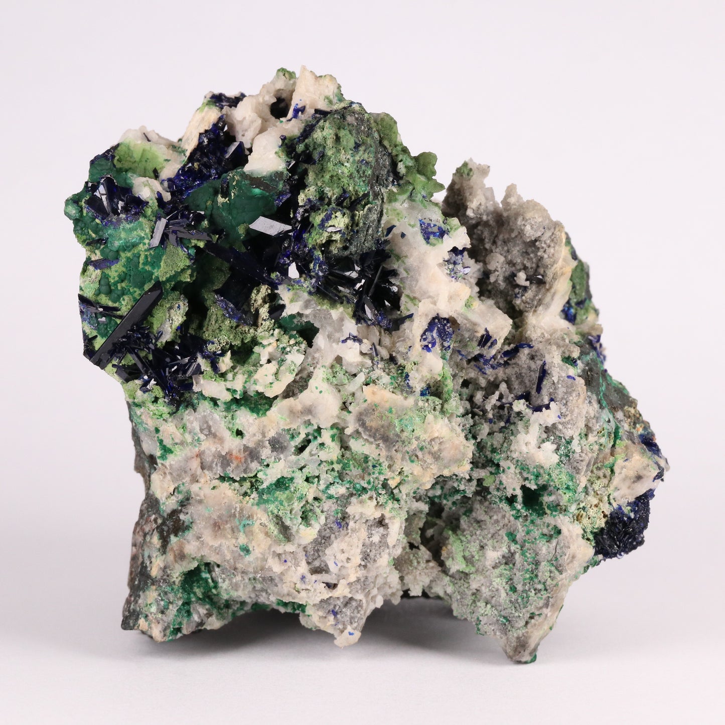 Azurite on Malachite & Duftite on Quartz