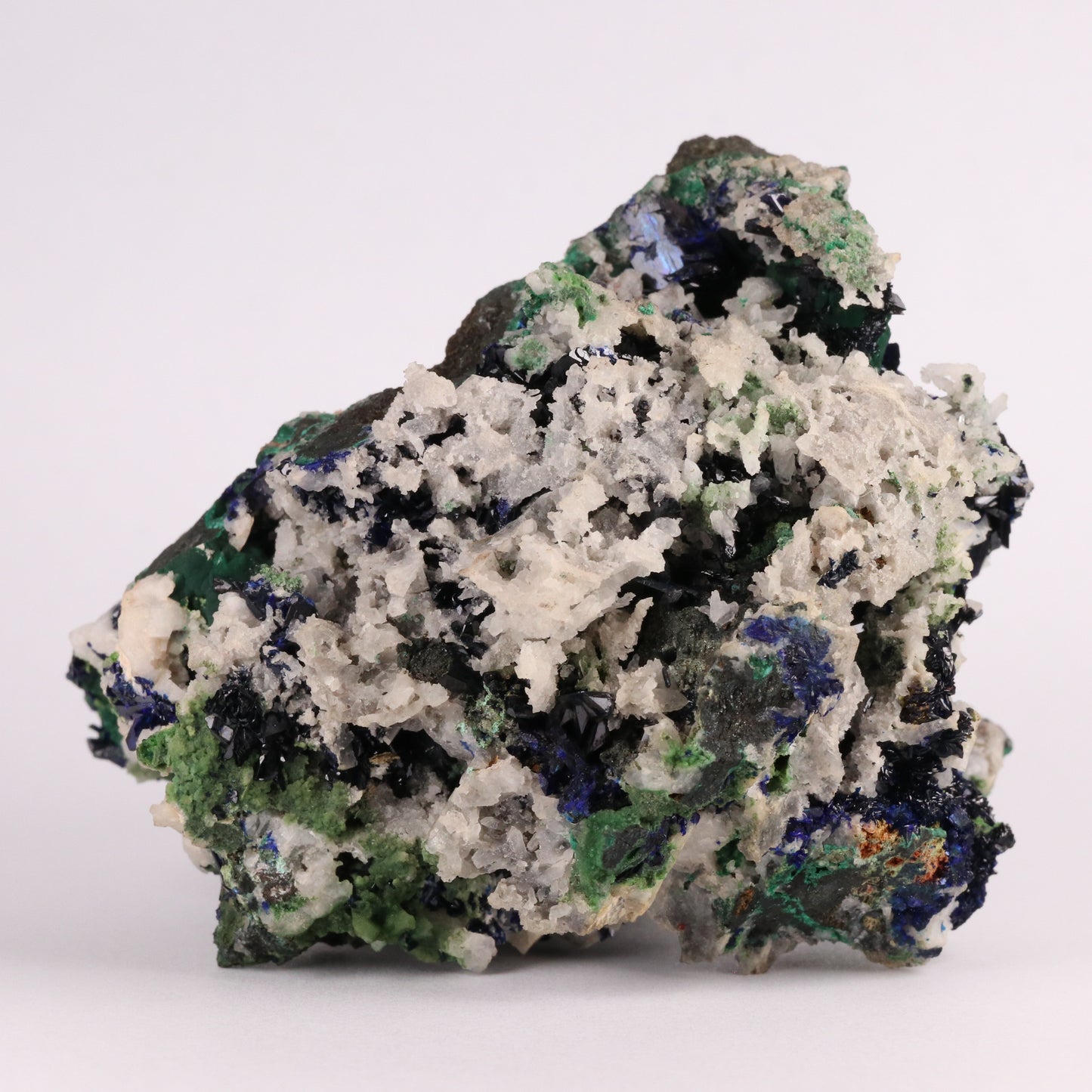 Azurite on Malachite & Duftite on Quartz