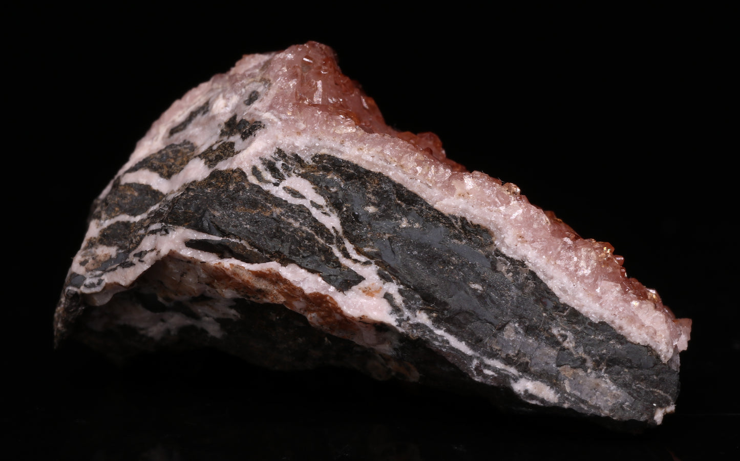 Shigaite on Rhodochrosite Needles On Matrix