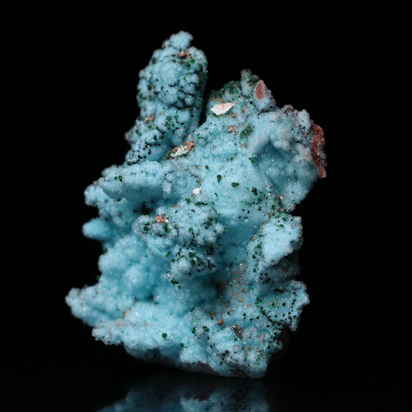 Quartz on Malachite & Chrysocolla psm Azurite Cluster, Tenke Fungurume Mine, Kinshasa, DR Congo