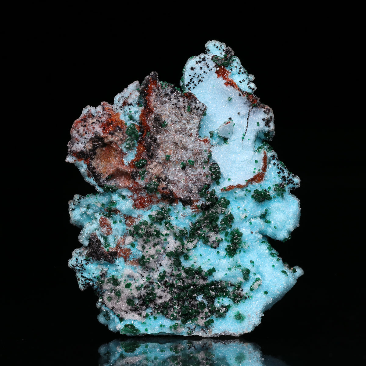 Quartz on Malachite & Chrysocolla psm Azurite Cluster