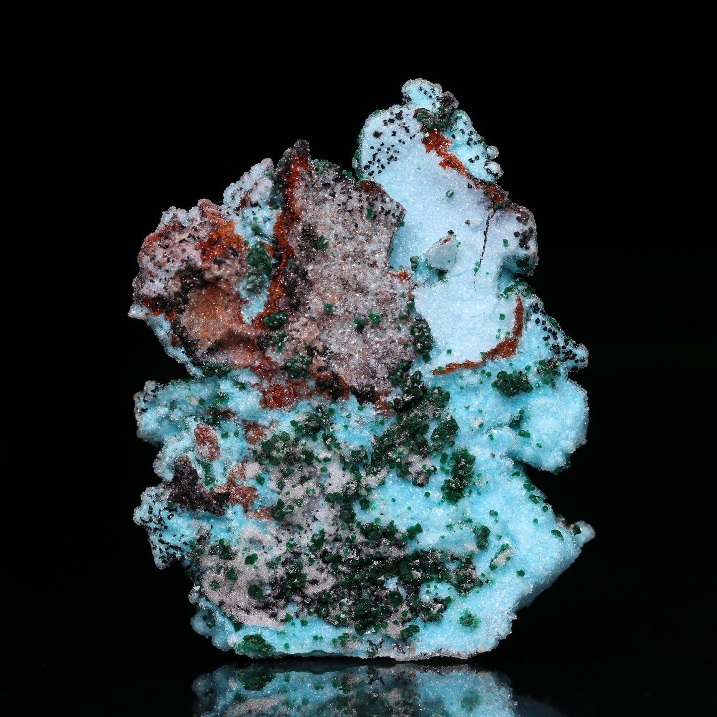 Quartz on Malachite & Chrysocolla psm Azurite Cluster, Tenke Fungurume Mine, Kinshasa, DR Congo