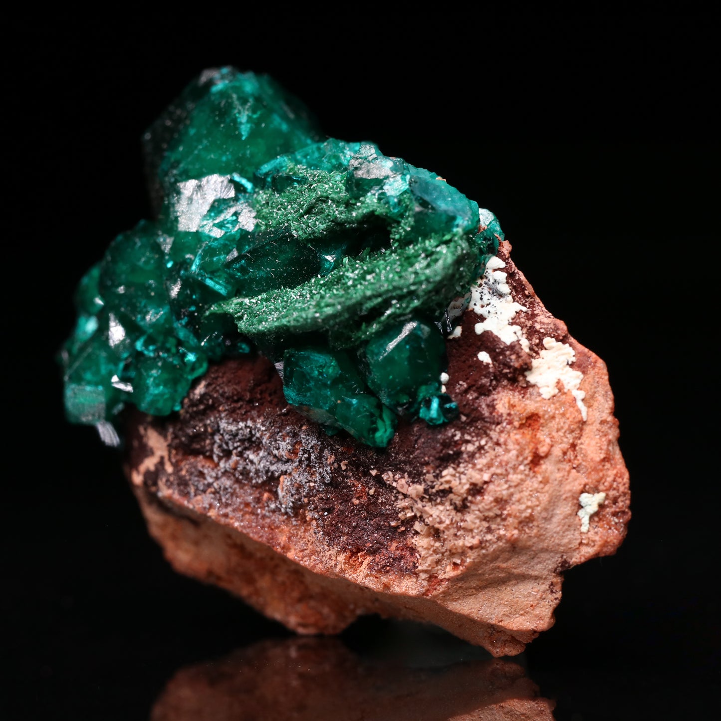 Malachite on Dioptase on Matrix, Mindouli District, Brazzaville, Congo