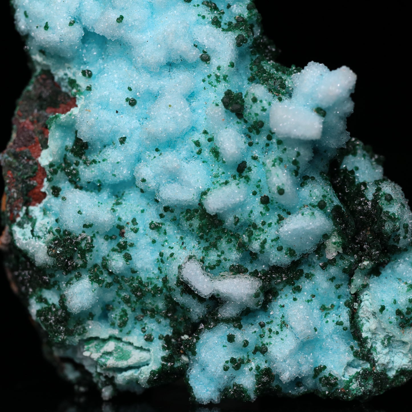 Quartz on Malachite & Chrysocolla psm Azurite Cluster, Tenke Fungurume Mine, Kinshasa, DR Congo