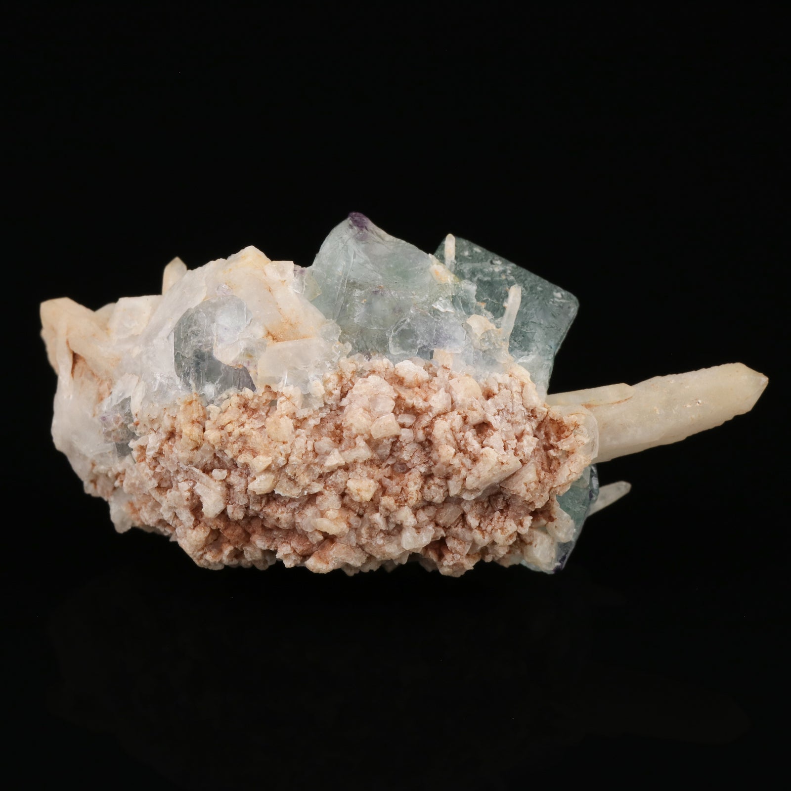 Quartz on Fluorite