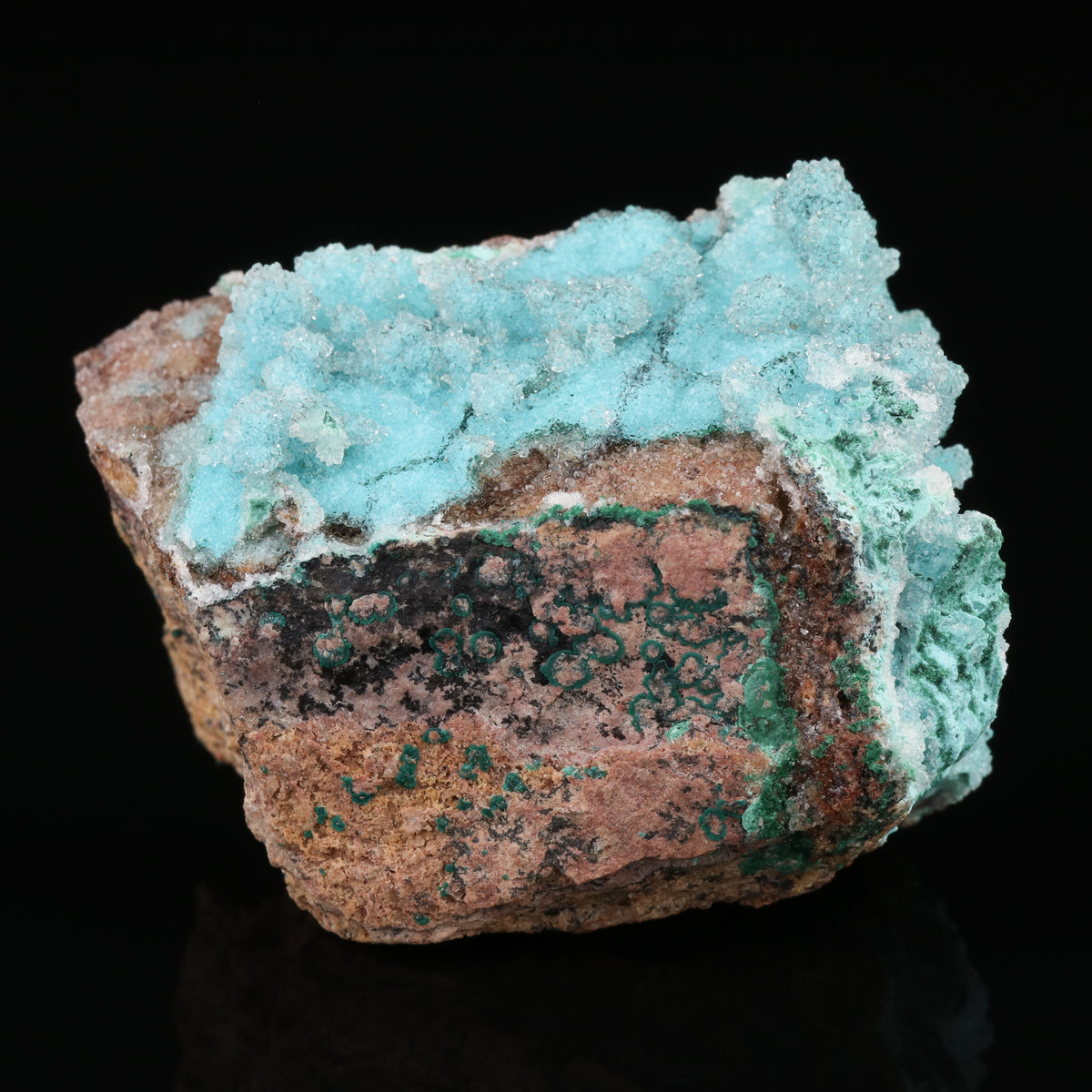 Quartz on Malachite & Chrysocolla psm Azurite