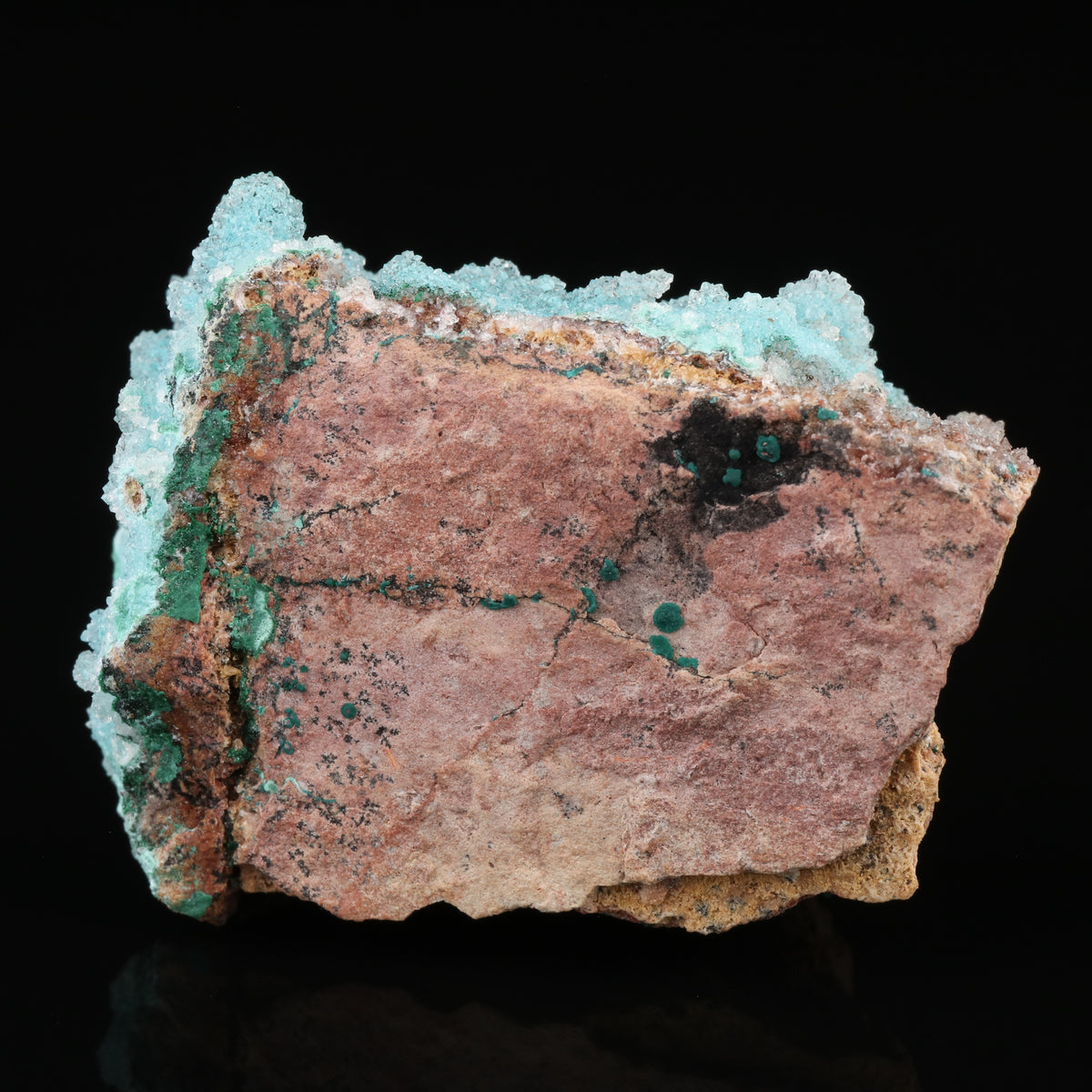 Quartz on Malachite & Chrysocolla psm Azurite
