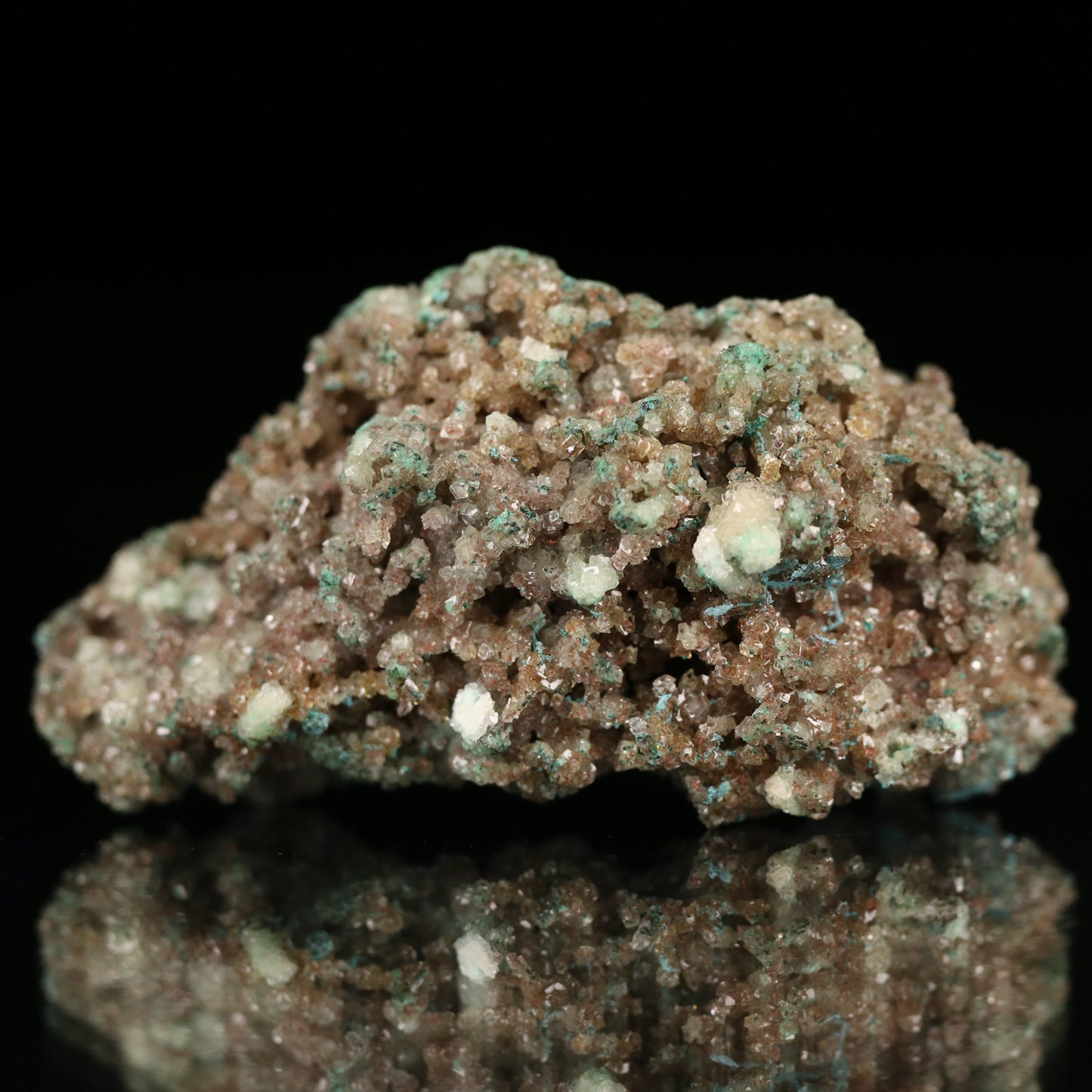 Plancheite on Native Copper and Calcite, Tsumeb Mine, Namibia