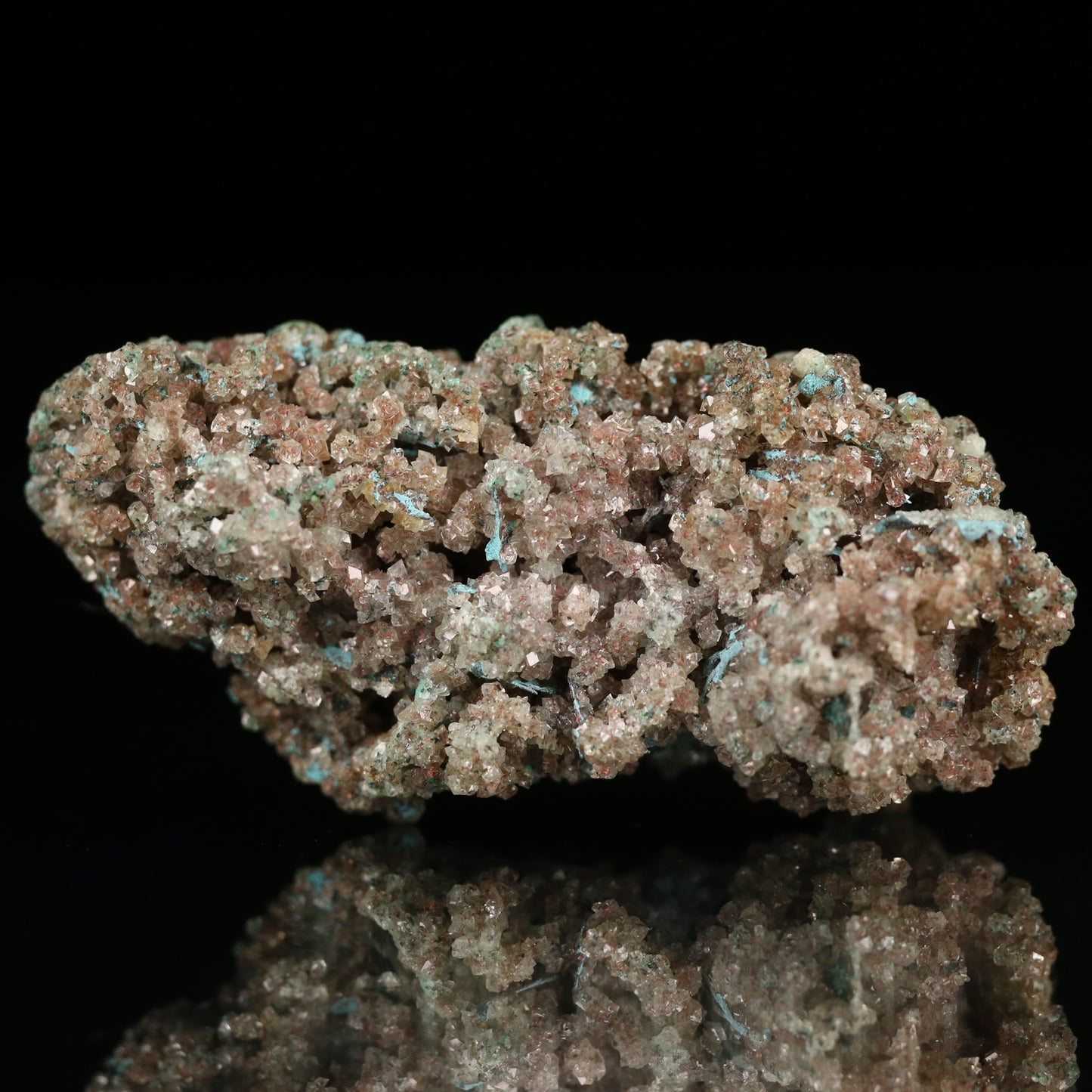 Plancheite on Native Copper and Calcite, Tsumeb Mine, Namibia