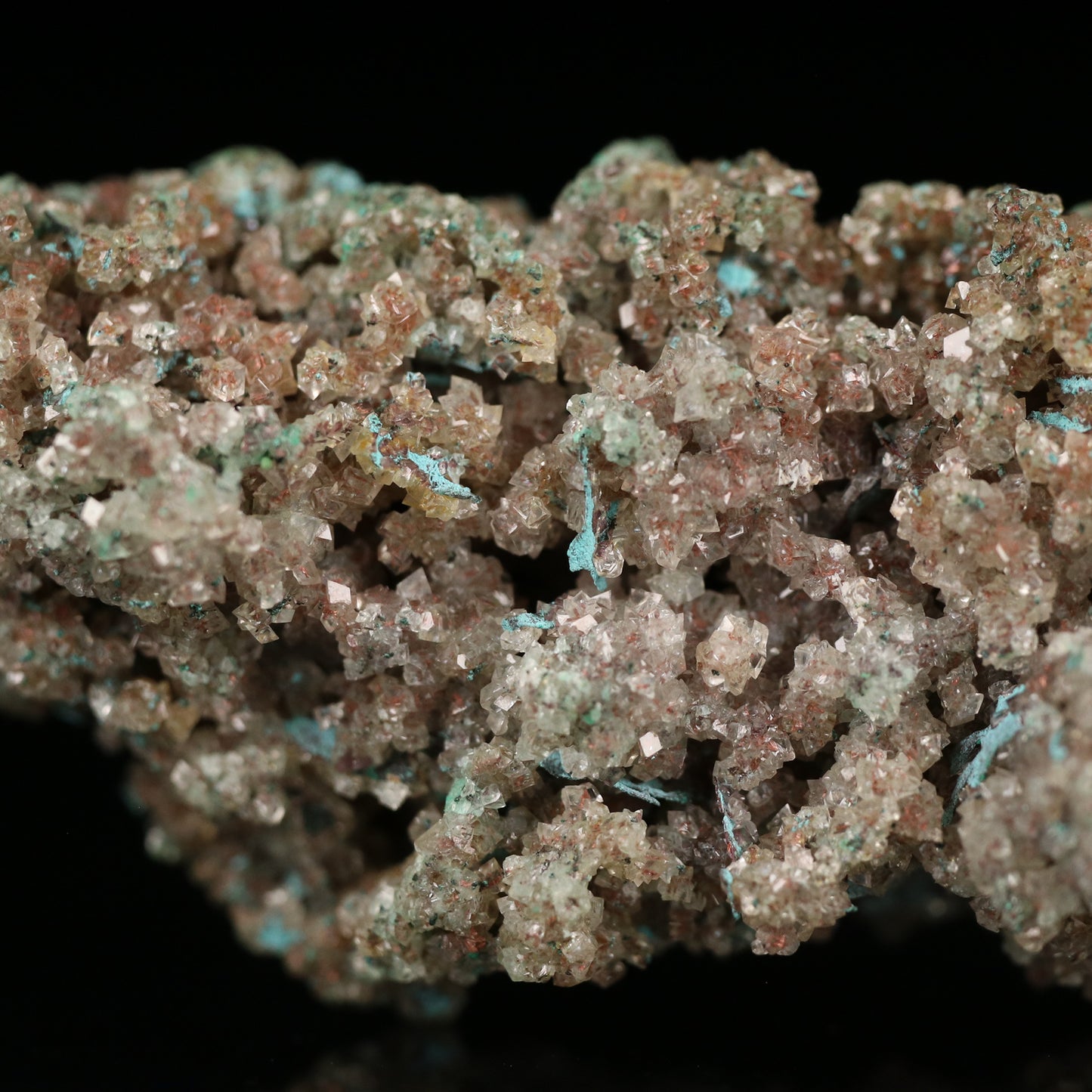 Plancheite on Native Copper and Calcite, Tsumeb Mine, Namibia