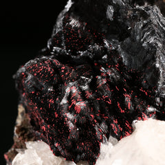 Calcite, Cinnabar on Hausmannite