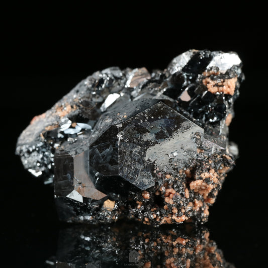 Hausmannite, Andradite Garnet on Hematite, N'Chwaning II Mine, Kalahari Manganese Field, Northern Cape, South Africa.