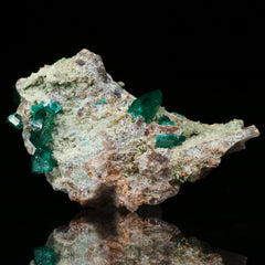 Dioptase, Plancheite on Quartz