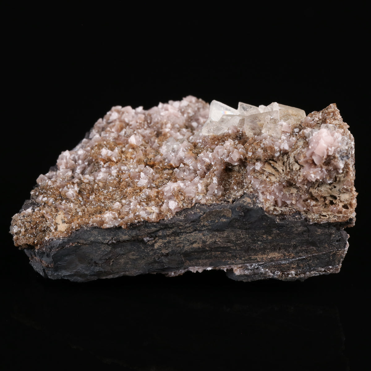 Baryte on Rhodochrosite