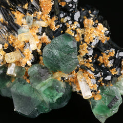 Goshenite & Fluorite on Schorl