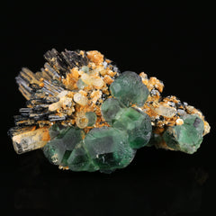 Goshenite & Fluorite on Schorl