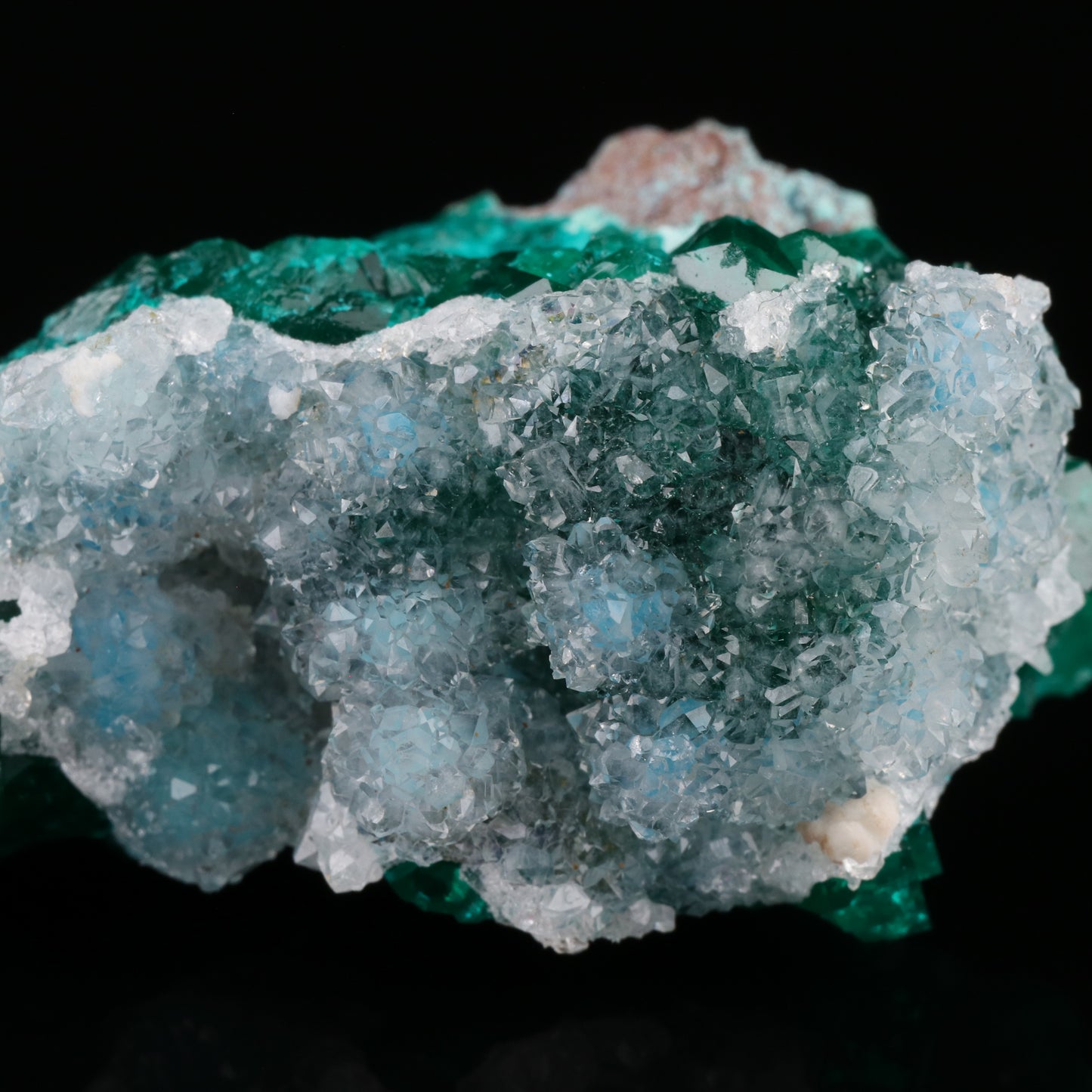 Quartz on Shattuckite & Dioptase — photo 2
