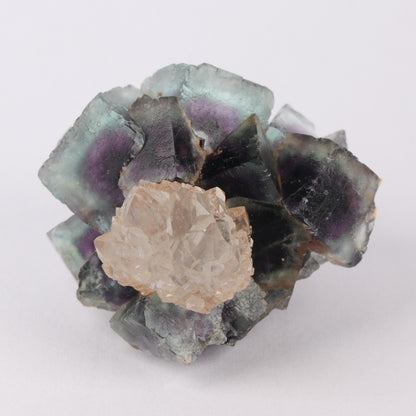 Quartz on Fluorite