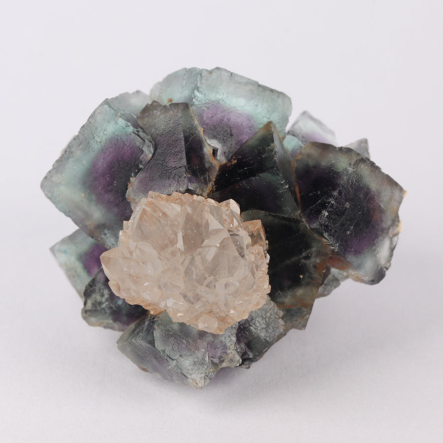 Quartz on Fluorite