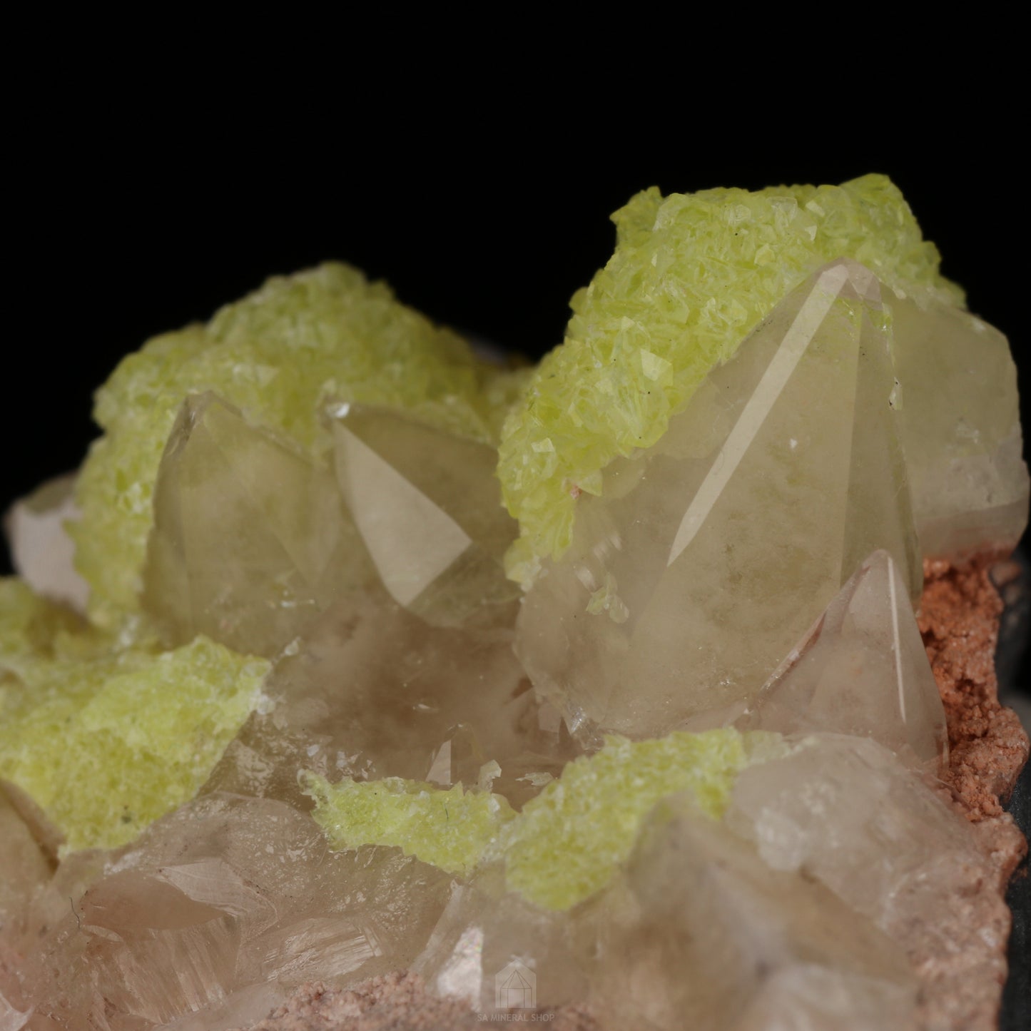 Ettringite & Calcite on Matrix, N'Chwaning II Mine, Kalahari Manganese Field, Northern Cape, South Africa.