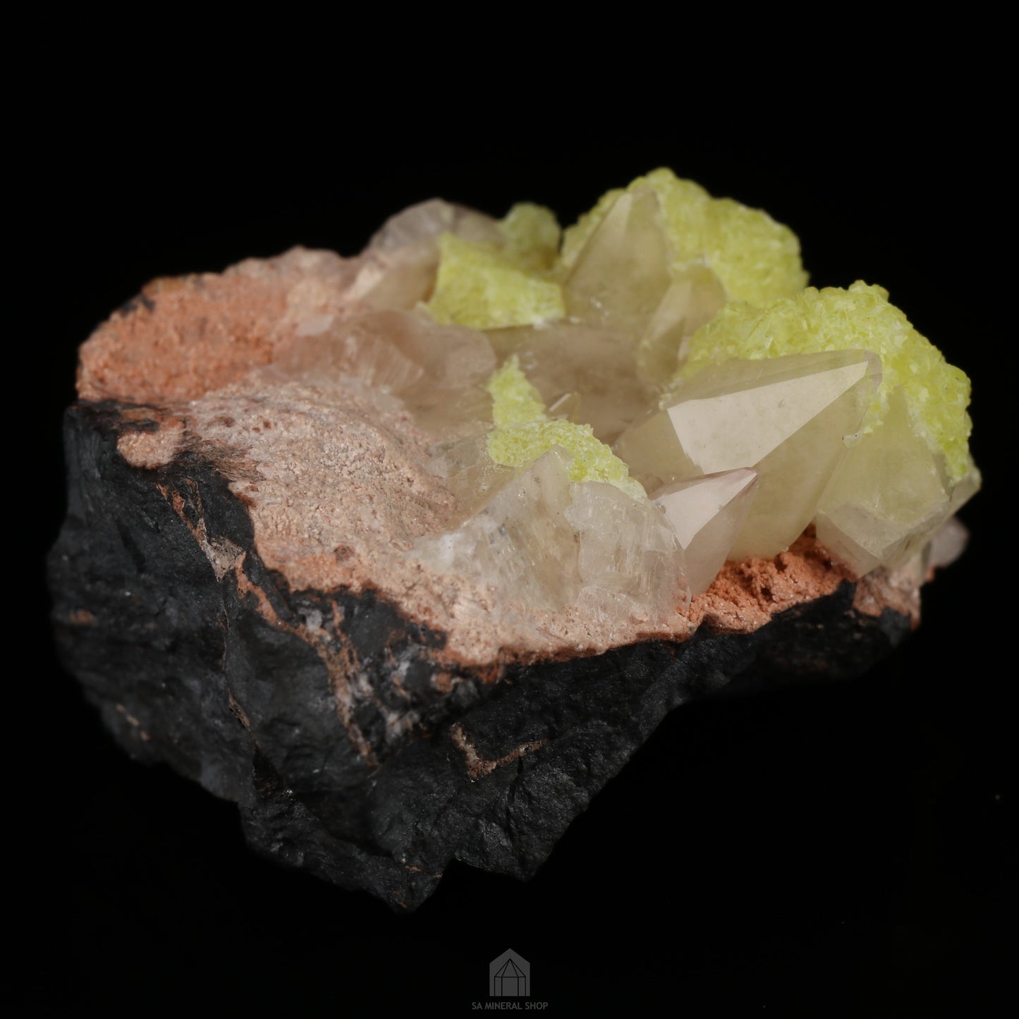 Ettringite & Calcite on Matrix, N'Chwaning II Mine, Kalahari Manganese Field, Northern Cape, South Africa.