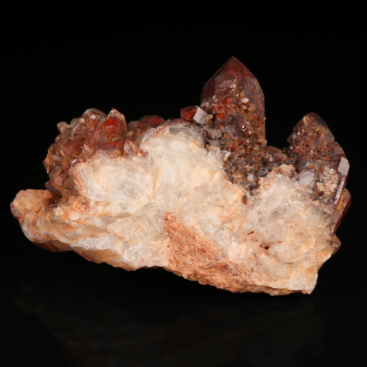 Red Hematite In Quartz Cluster