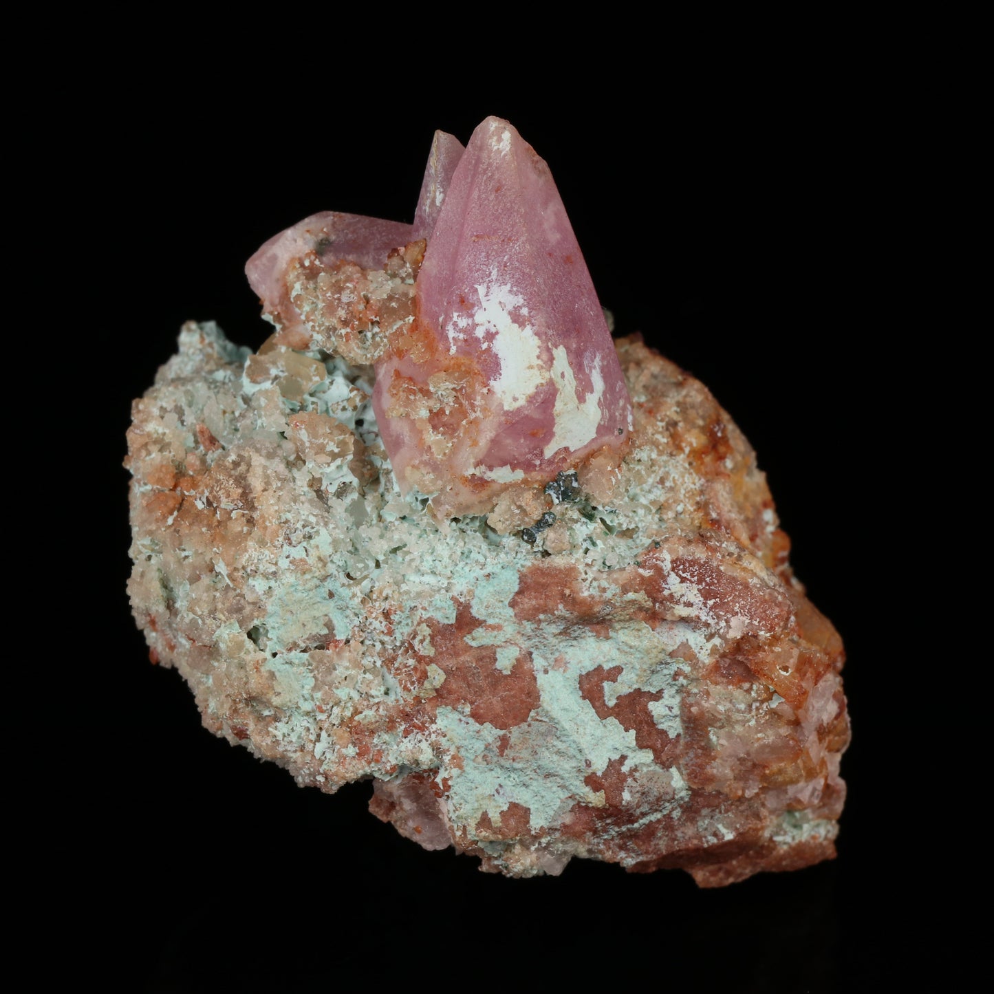 Plancheite, Cobaltoan Calcite on Matrix