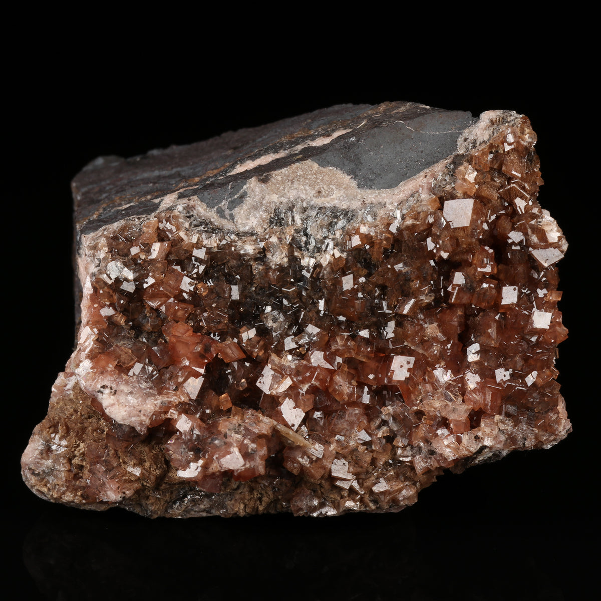 Gageite on Rhodochrosite on Matrix