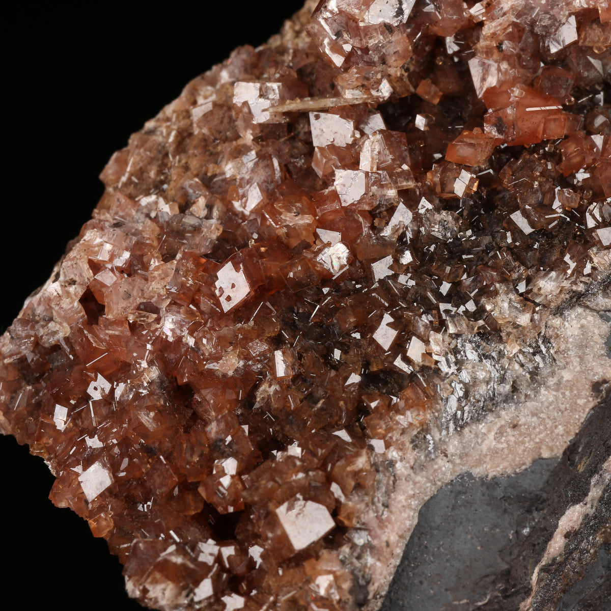 Gageite on Rhodochrosite on Matrix